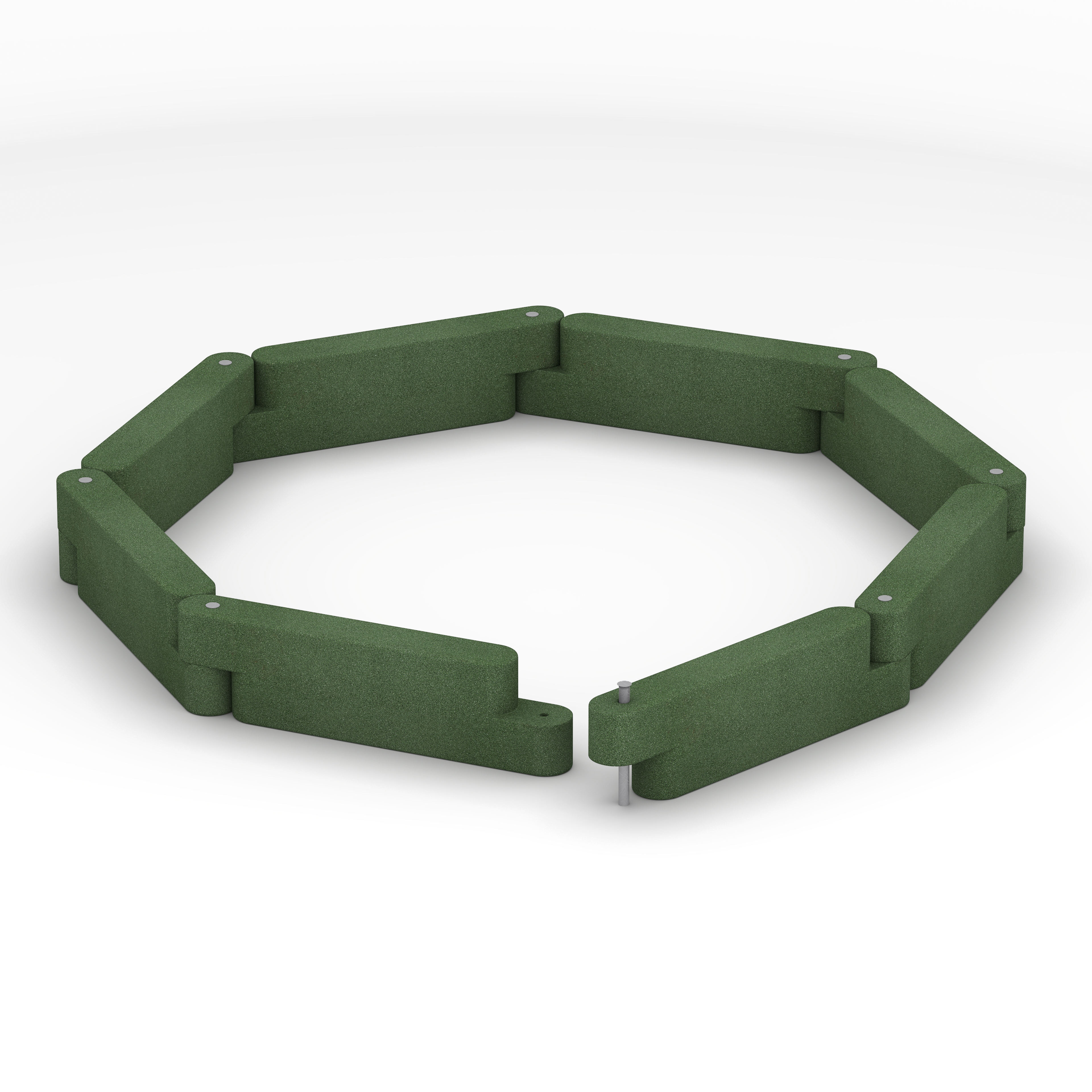 Gummi-Randstein – Einfassungselement, Randbegrenzung – 100 x 15 x 30 cm, Farbe Grass green – schwenkbare Gelenkverbindung, Verkettung und Verankerung