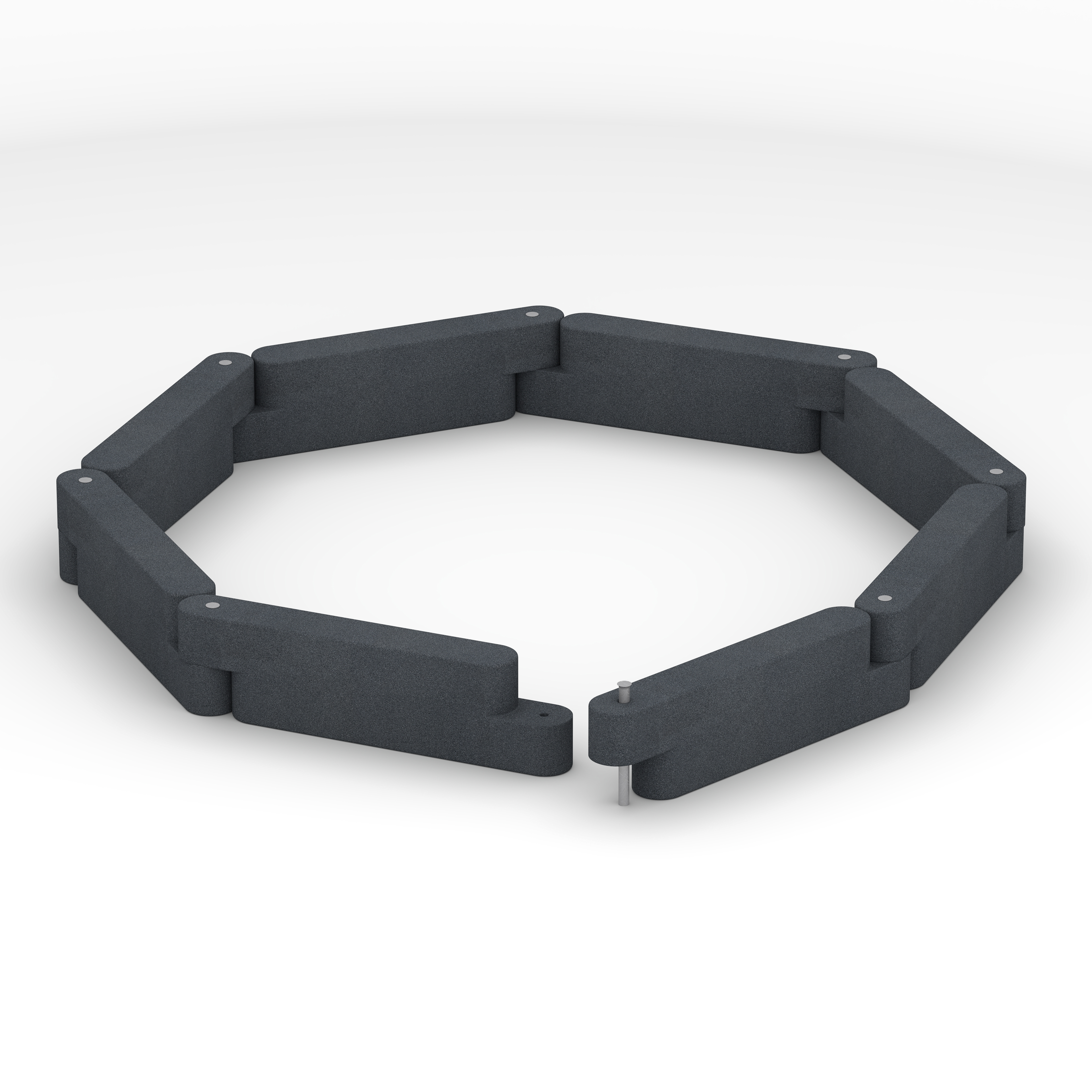Gummi-Randstein – Einfassungselement, Randbegrenzung – 100 x 15 x 30 cm, Farbe Slate grey – schwenkbare Gelenkverbindung, Verkettung und Verankerung