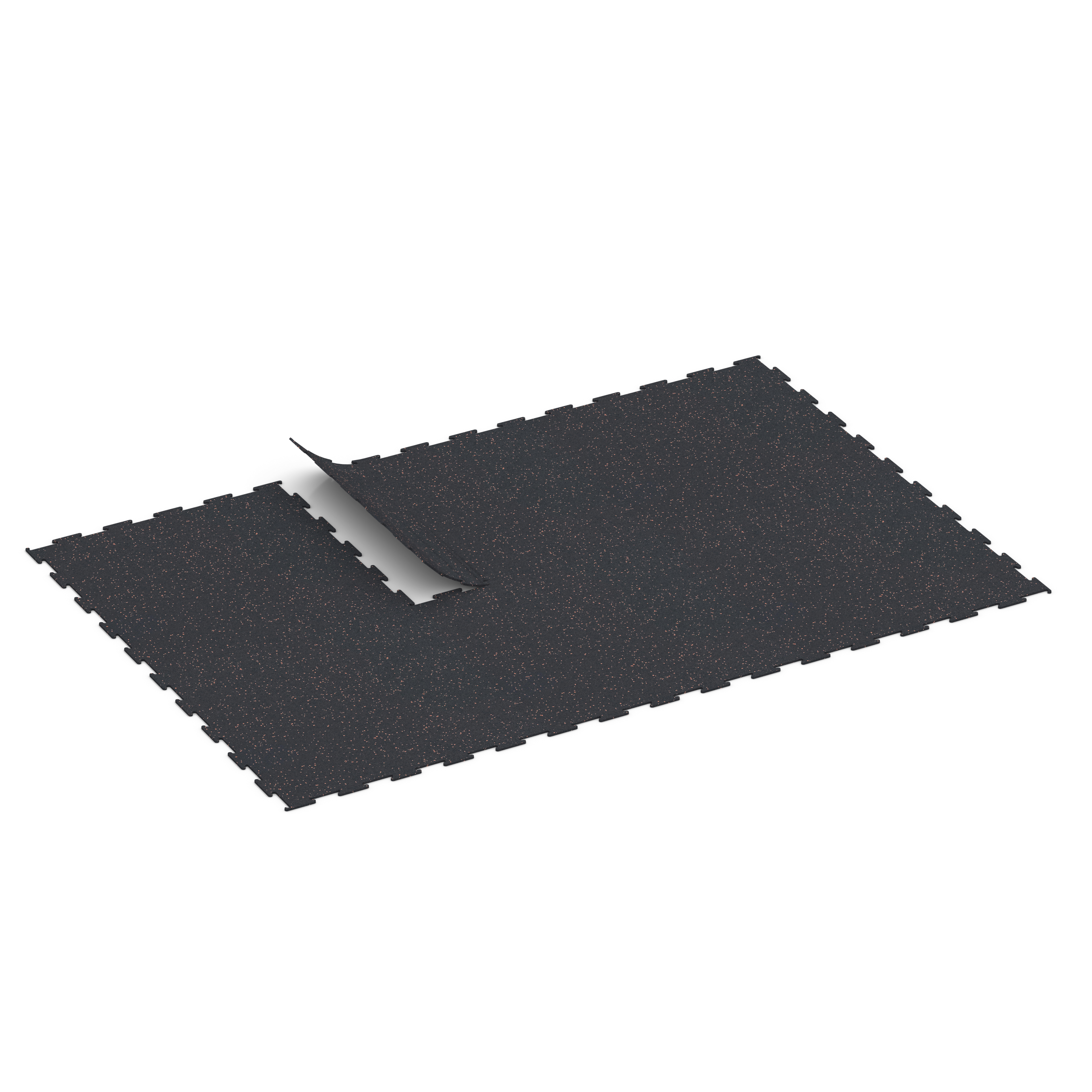Fitnessboden Kompakt 100 × 100 × 0,8 cm – geschnittene Puzzle-Verzahnung ohne Fase, Design Light Red Speckled | hoch verdichtet, fast